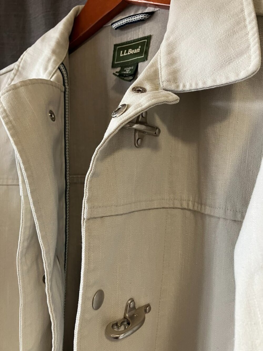 L.L.Bean Women's Small Off-White Utility Jacket | Nautical Hook Clasp Closure - Picture 4 of 13